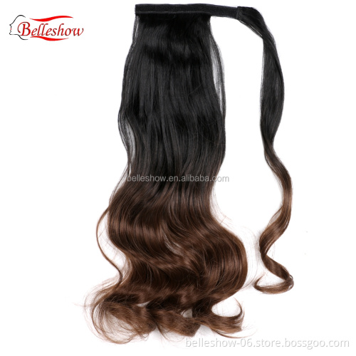 Hot sell Easy To Wear Many Different Color Ombre Silk Curly Faux Fiber Hair Synthetic Wrap Around Magic Paste Ponytail